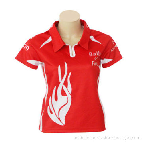 Double Mercerized Polyester Women's Polo Shirt with Custom Fit, Full Sublimation